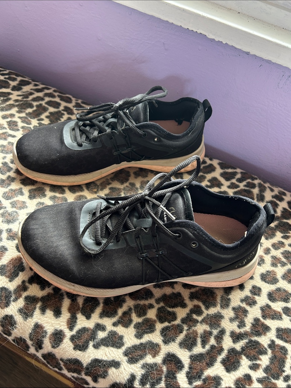 Ryka Black Lace-Up Sneakers with Tan Outsole